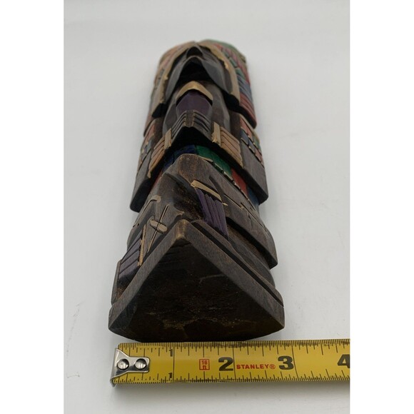 Vintage Hand painted Aztec Wooden Totem Pole - Picture 8 of 8